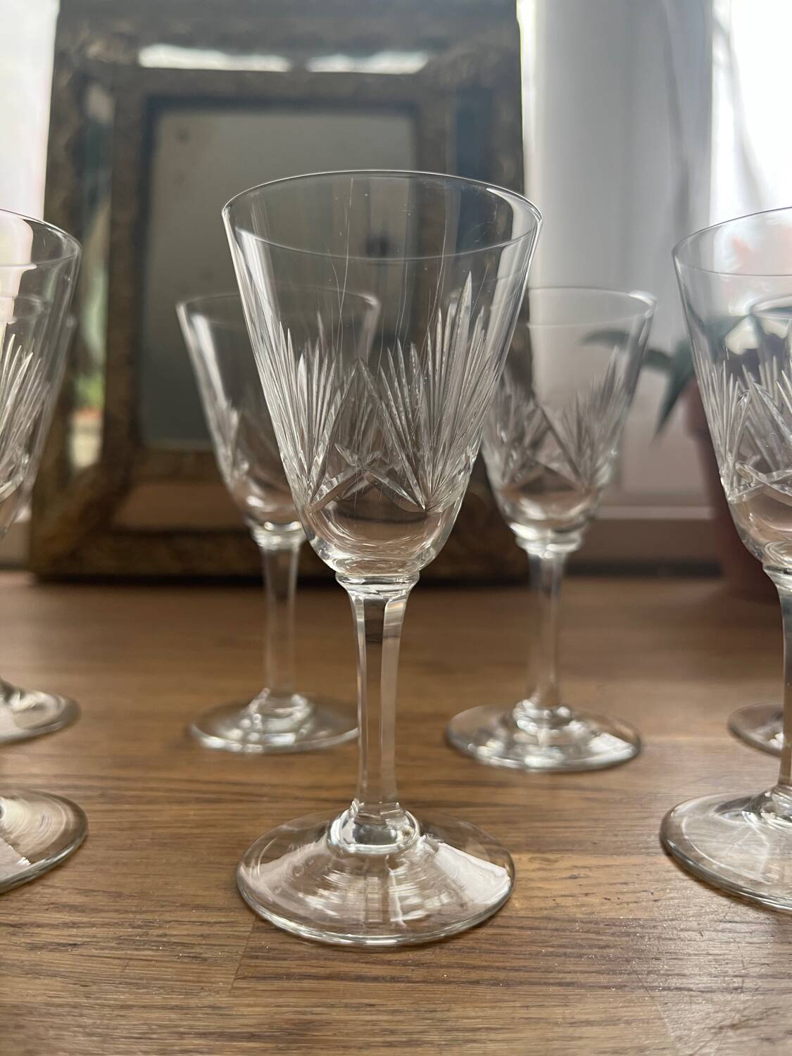 Cut crystal liqueur glasses