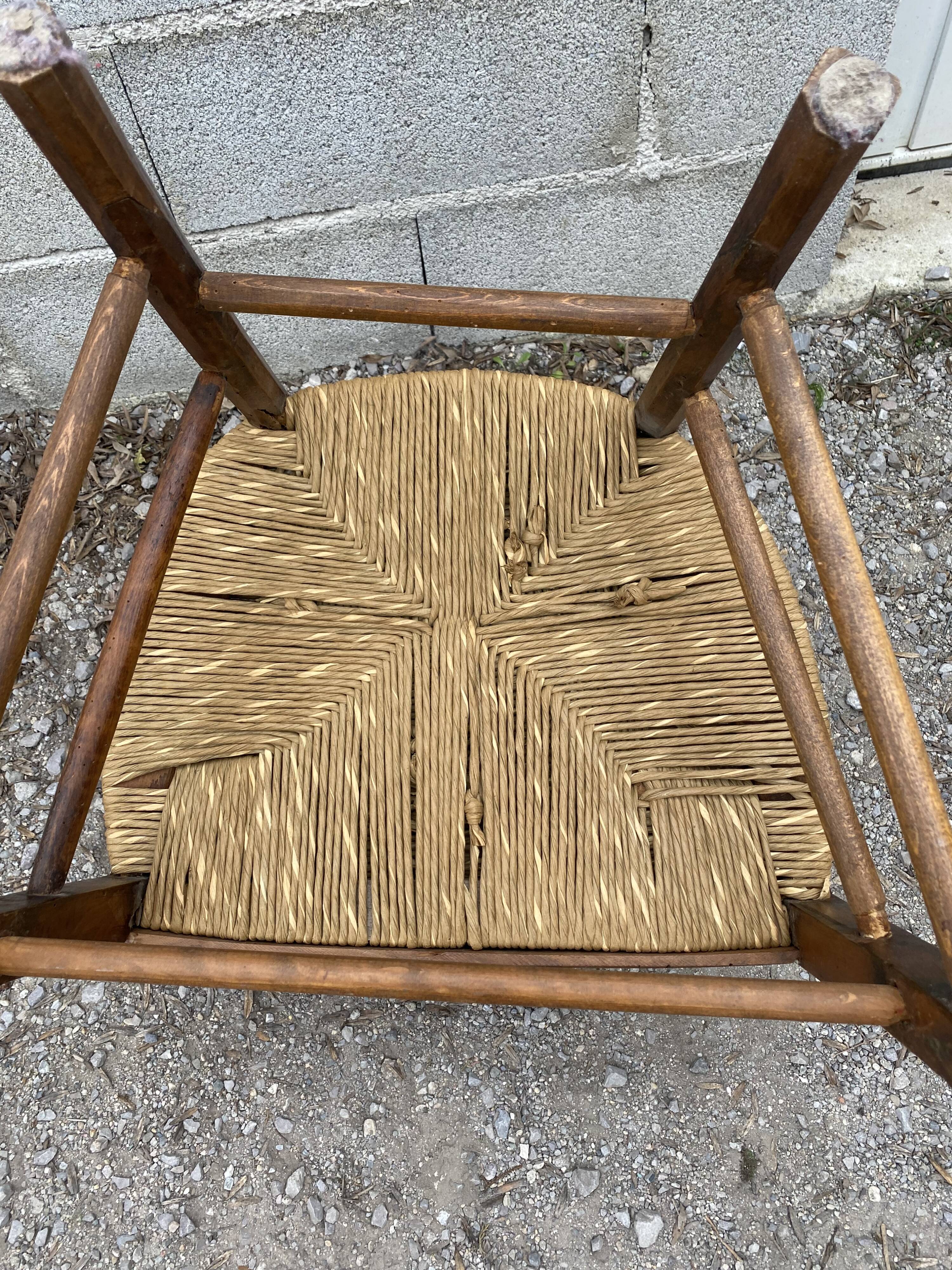 Antique straw armchair