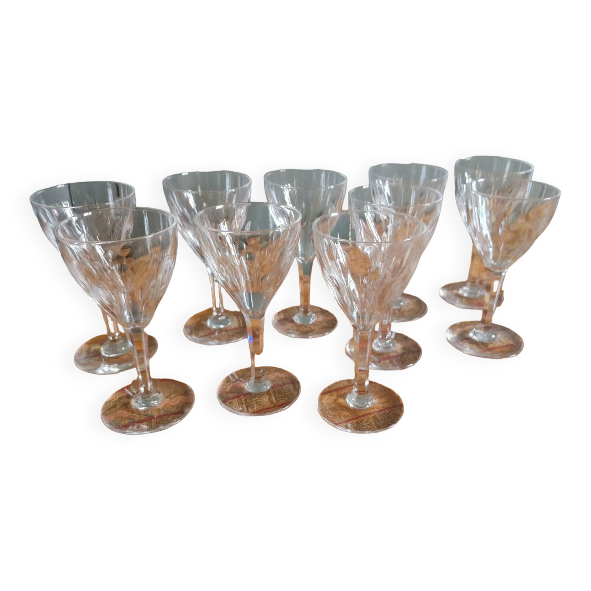 10 verres à vin blanc / porto cristal taillé val saint-lambert service nestor hauteur 12,5 cm