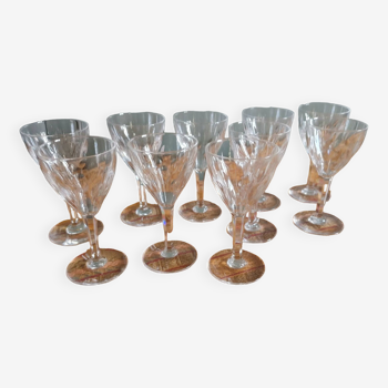 10 white wine / port glasses cut crystal val saint-lambert nestor service height 12.5 cm