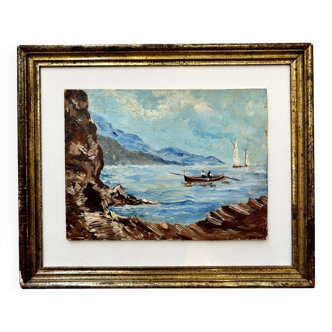 Old painting, circa 1940, attributed to the Ligurian painter Carlo Garino (1864-1944)