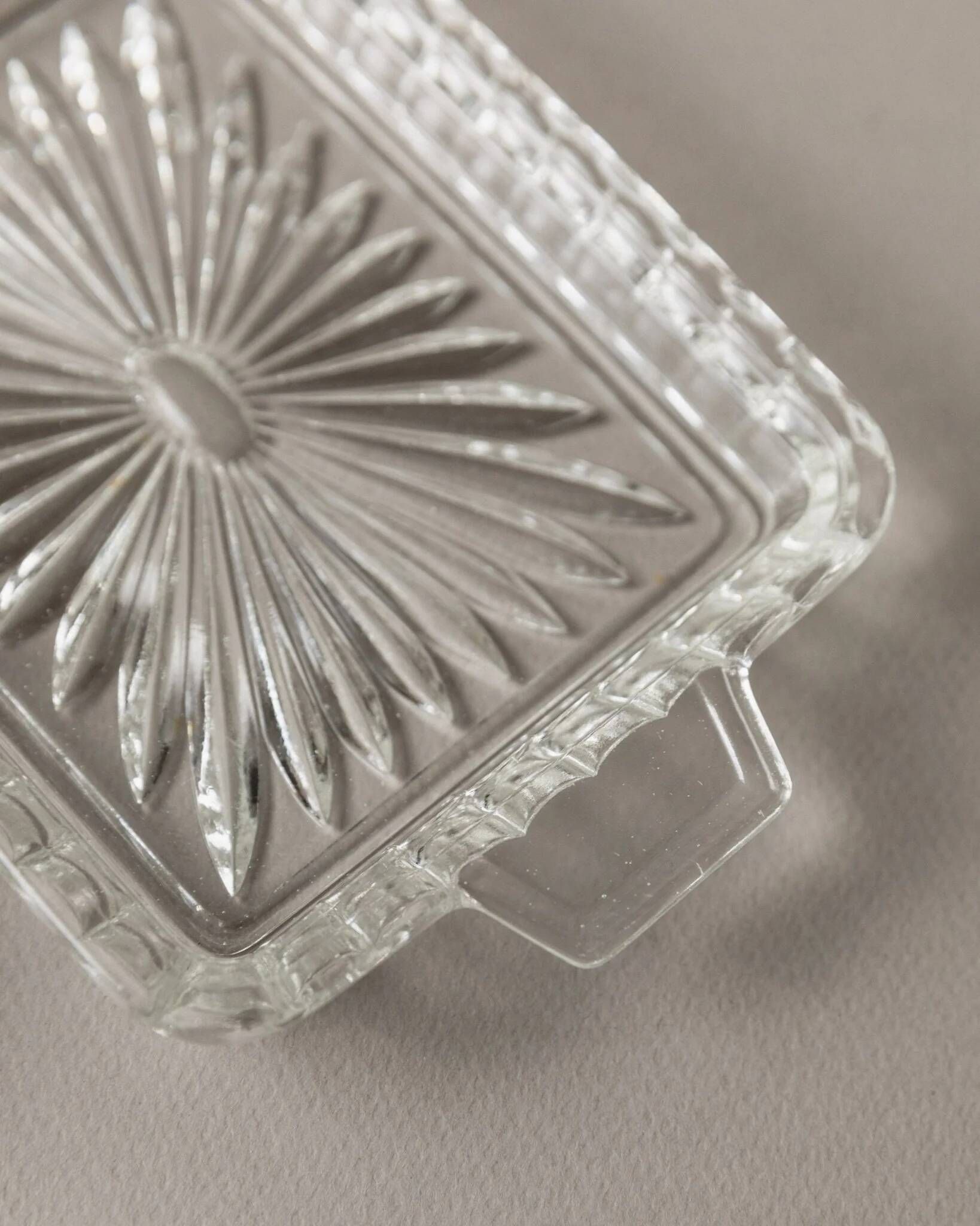 Clear glass butter dish, vintage Art Deco, 1940s Italy - timeless tableware
