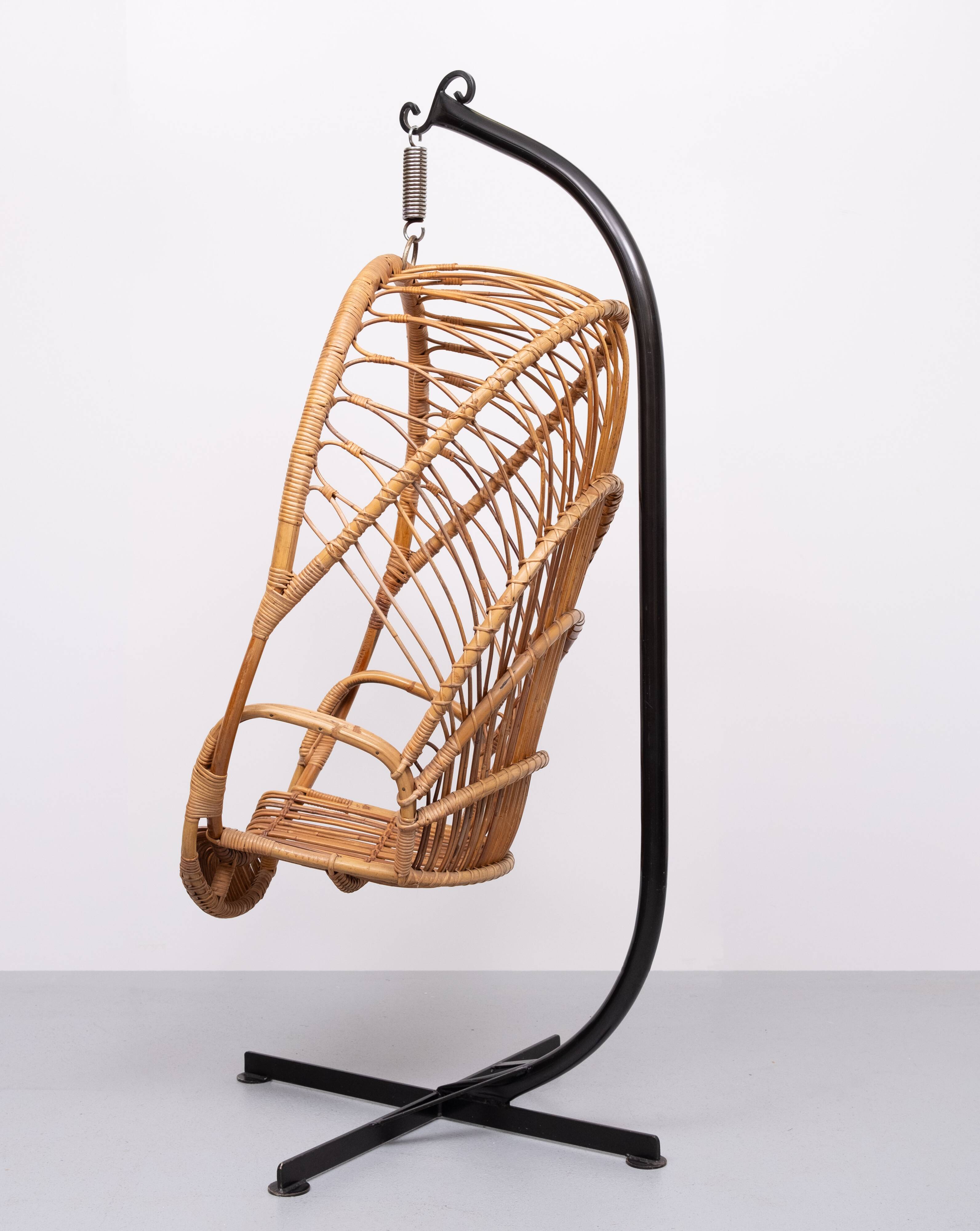 Rattan Hanging Chair by Rohe Noordwolde Holland 1960s