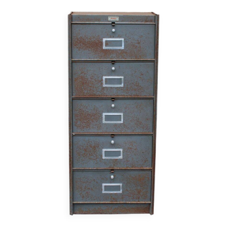 Patinated metal industrial filing cabinet – roneo