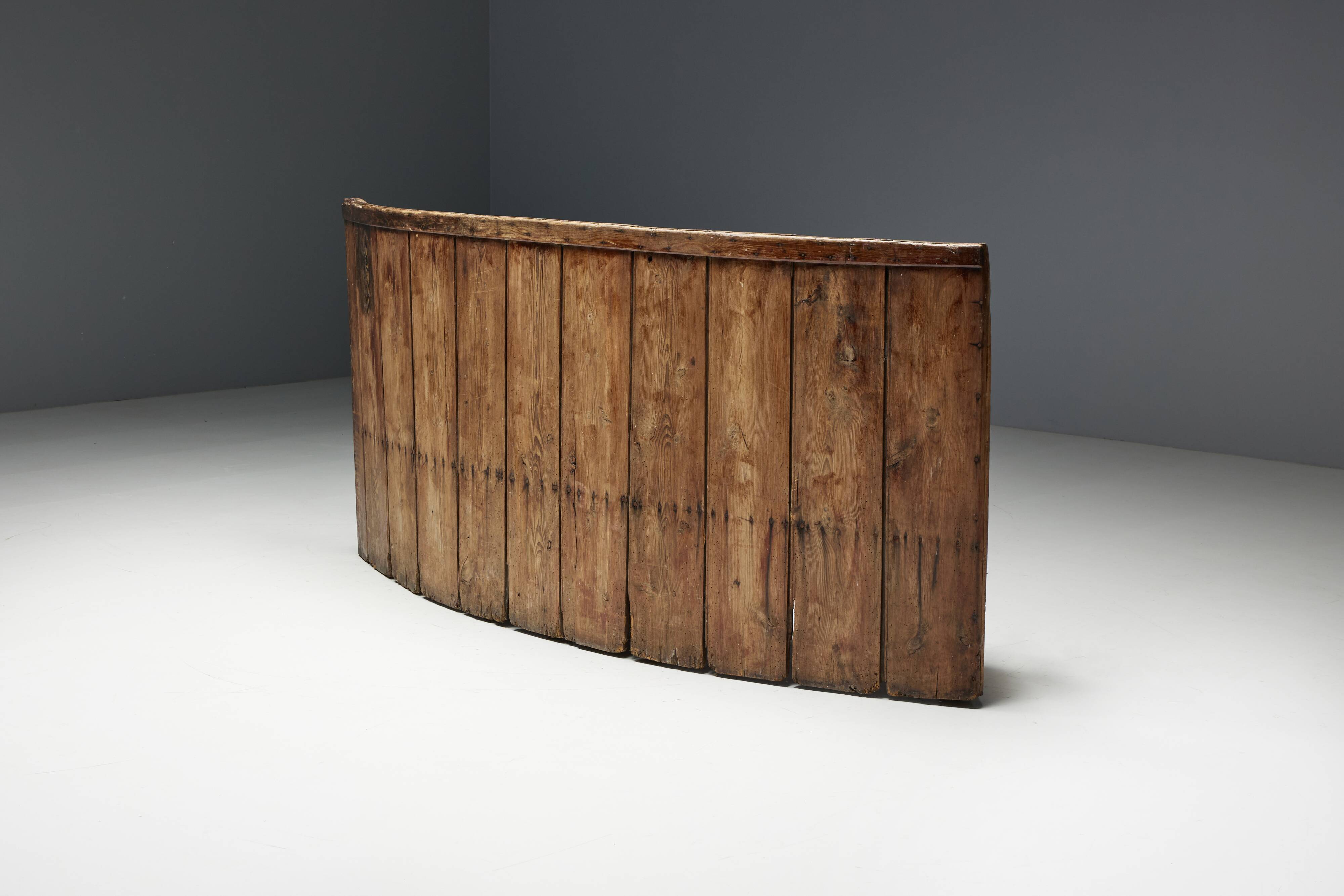 Rustic High-Back Tavern Settle, England, 18th Century
