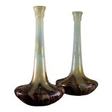 WILHELM KRALIK & SOHN Bohème, pair of Art Nouveau iridescent glass vases, ca 1910