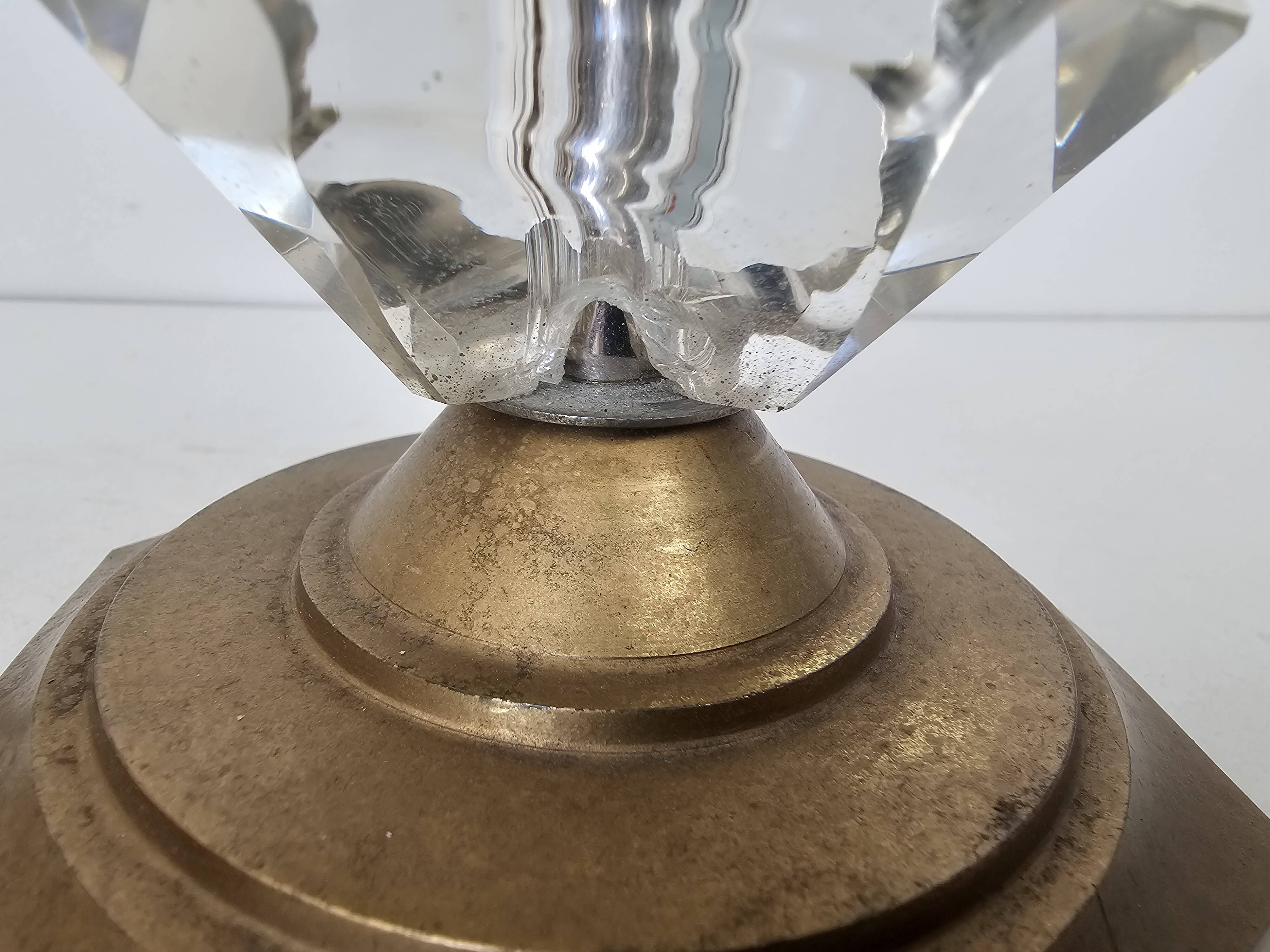 Art Deco Table Lamp - Brass Base Glass