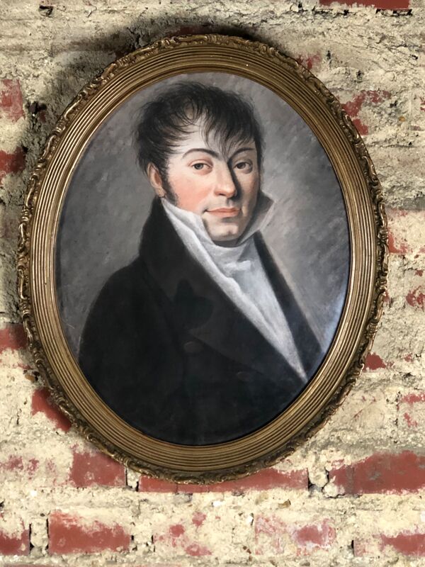 Portrait pastel sur papier ''portrait du gentilhomme'' encadré sous verre XIX eme
