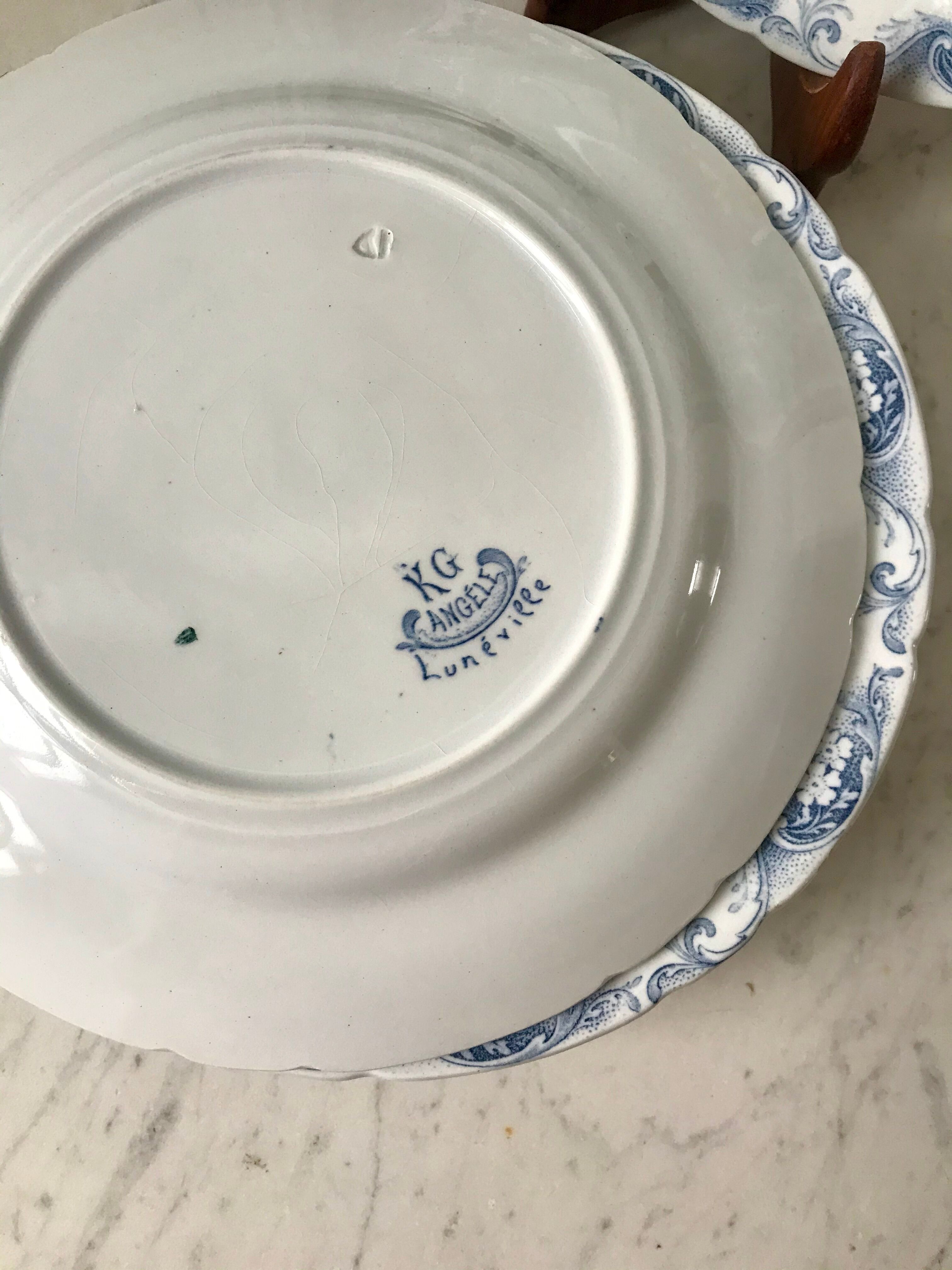 set of 6 dessert plates in K&G Lunéville Ironstone, "Angèle" model, late 19th century