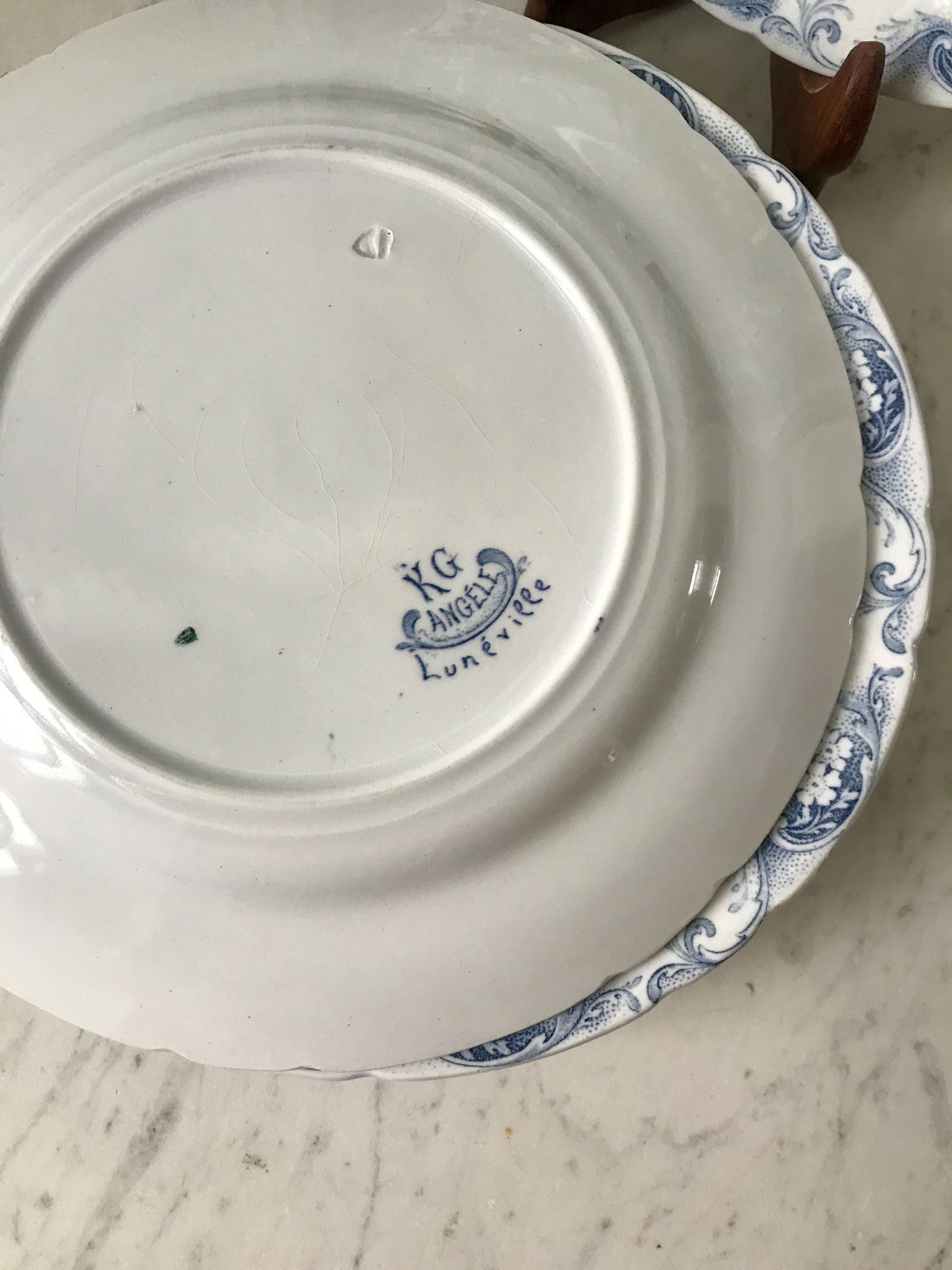 set of dessert plates in K&G Lunéville Iron Earth model "Angèle" late 19th century