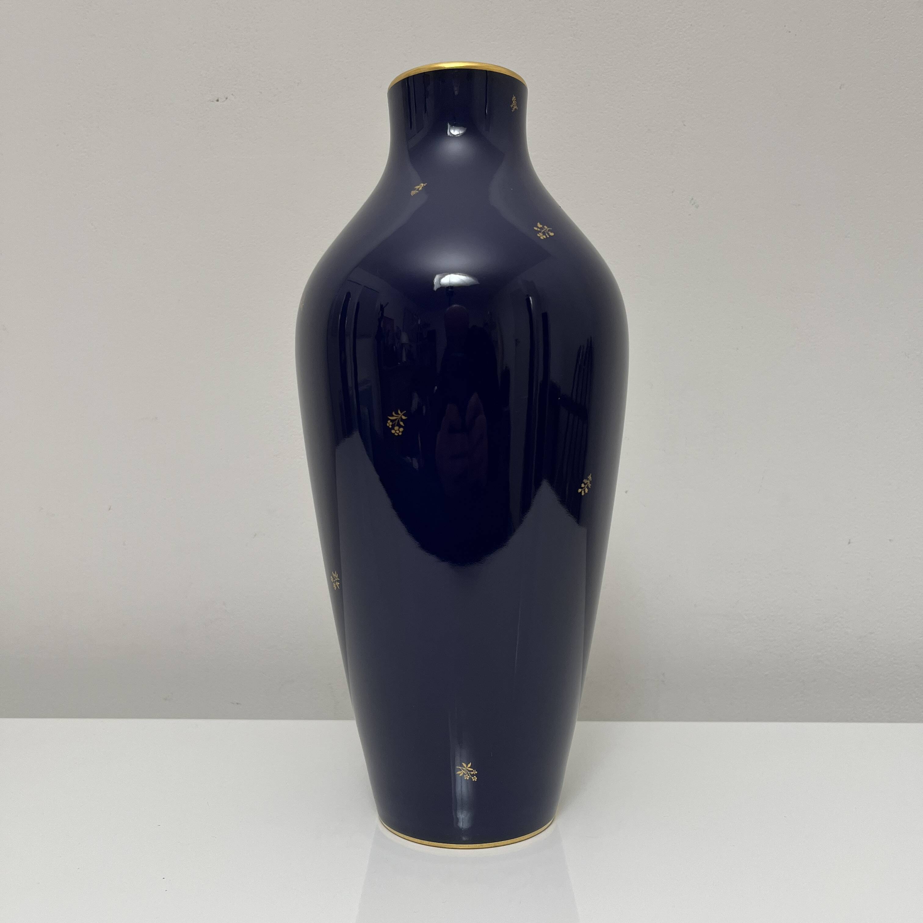 Cobalt Blue porcelain vase, Manufacture Nationale de Sevres France