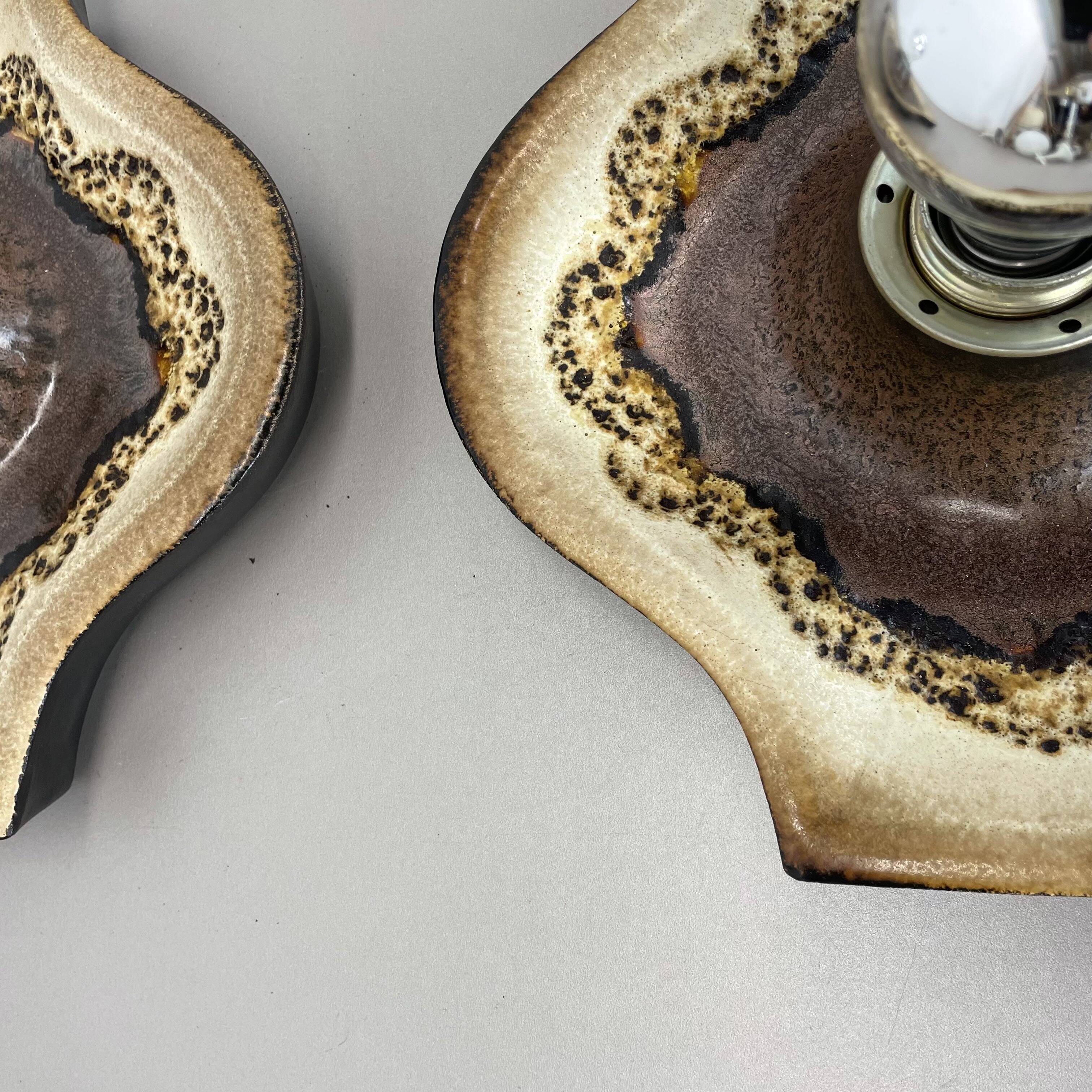 Set of Two POP ART Ceramic Fat Lava Wall Lights by ARO Lights Germany 1970s