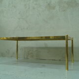Ensemble de 3 tables basses en laiton minimalistes italiennes, années 1970