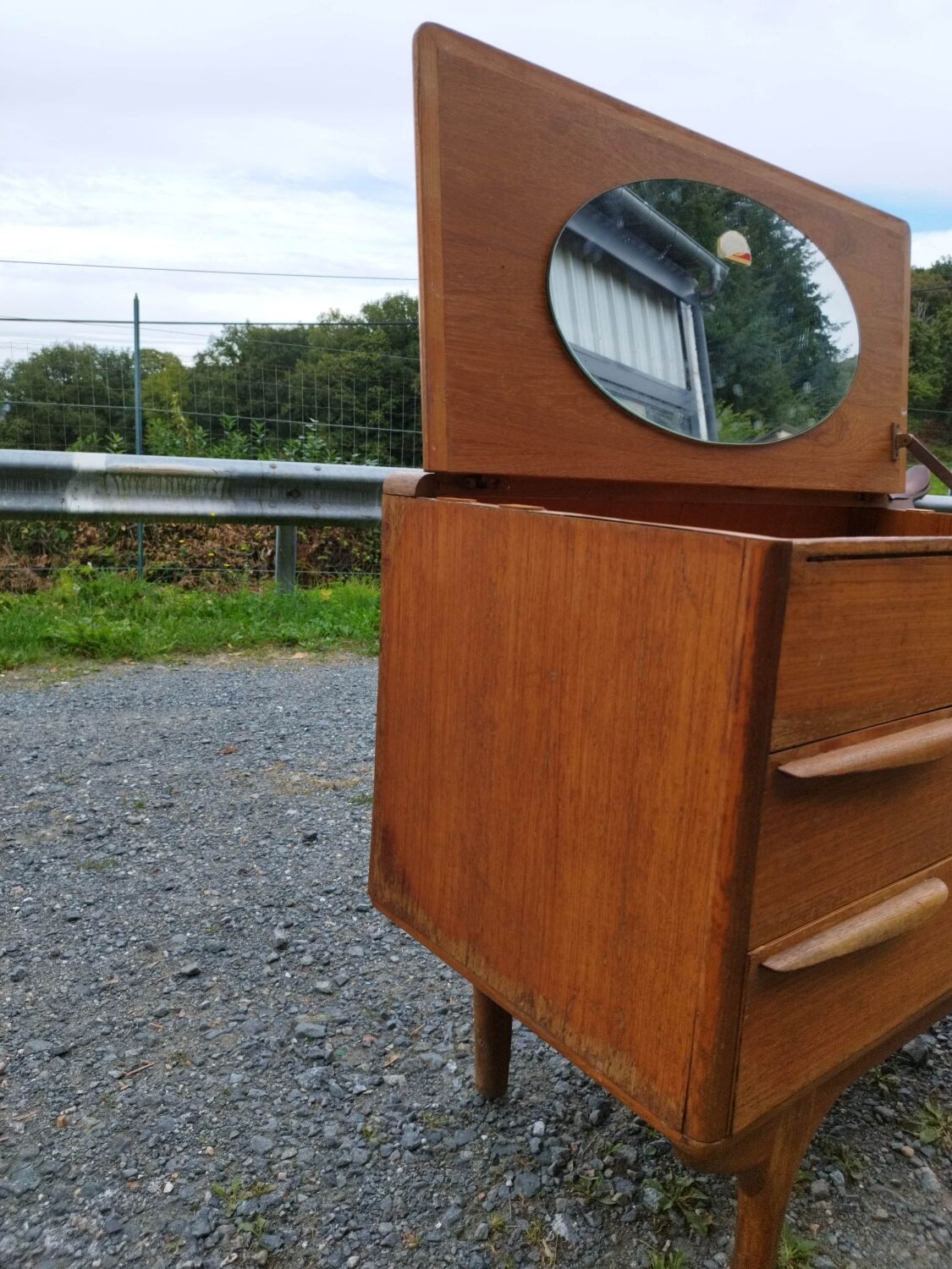 Scandinavian teak dressing table chest of drawers