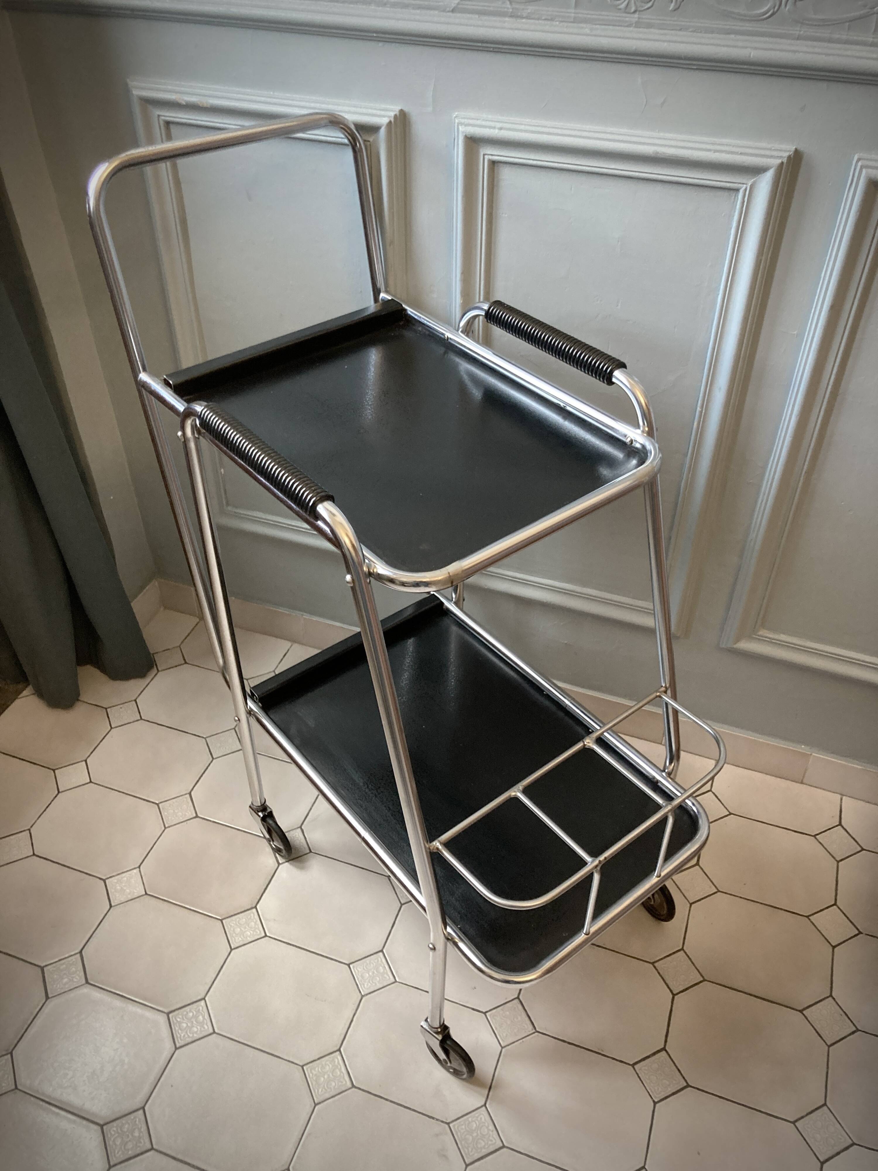 French Regency style metal serving trolley 1950