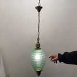 Suspension lumineuse en verre de Murano vert