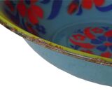 Grand bol vintage français émaillé à fleurs peintes à la main