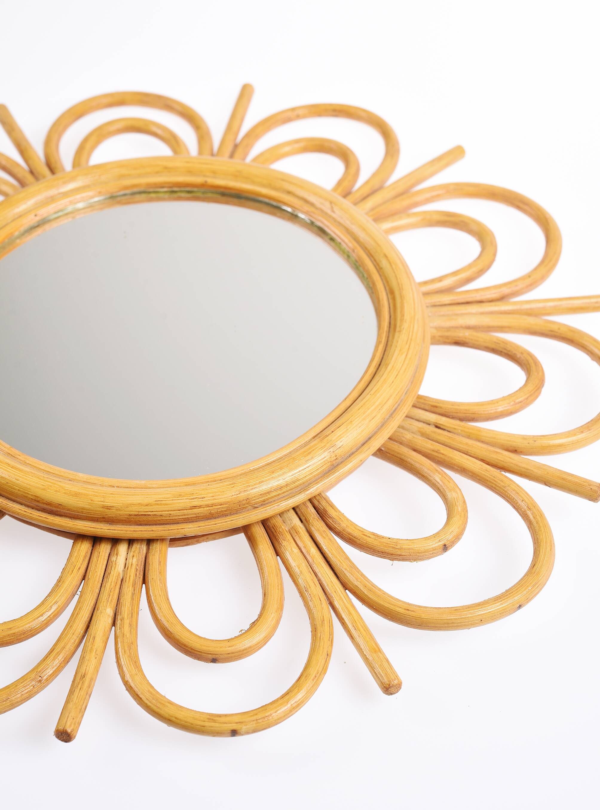 Vintage rattan sun mirror