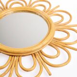 Vintage rattan sun mirror
