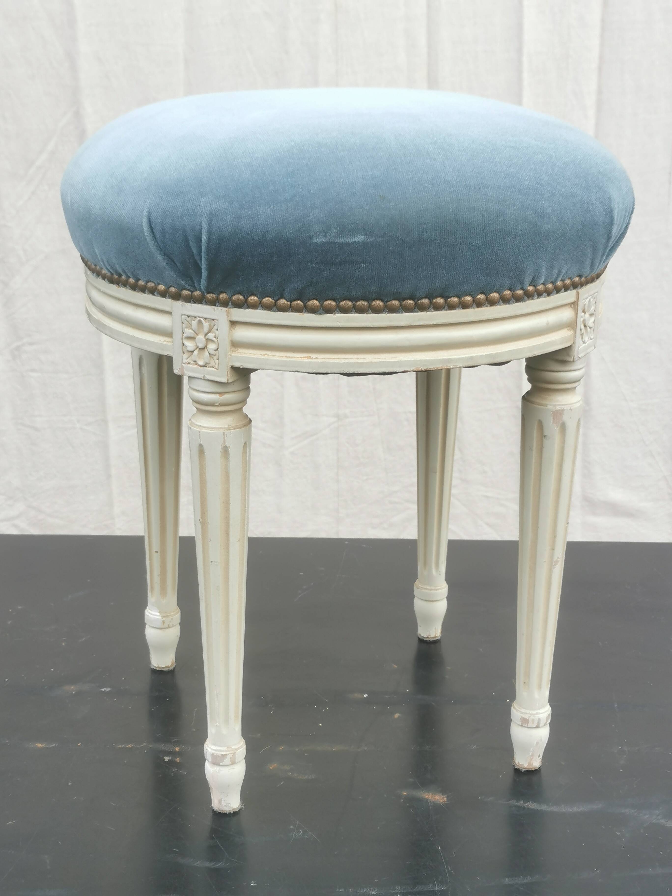 “Louis xvi” style upholstered stool