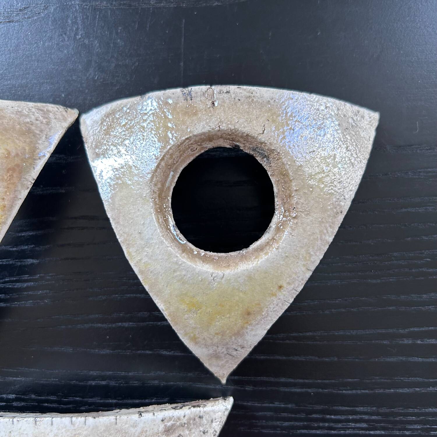 Set of 3 signed raku egg cups