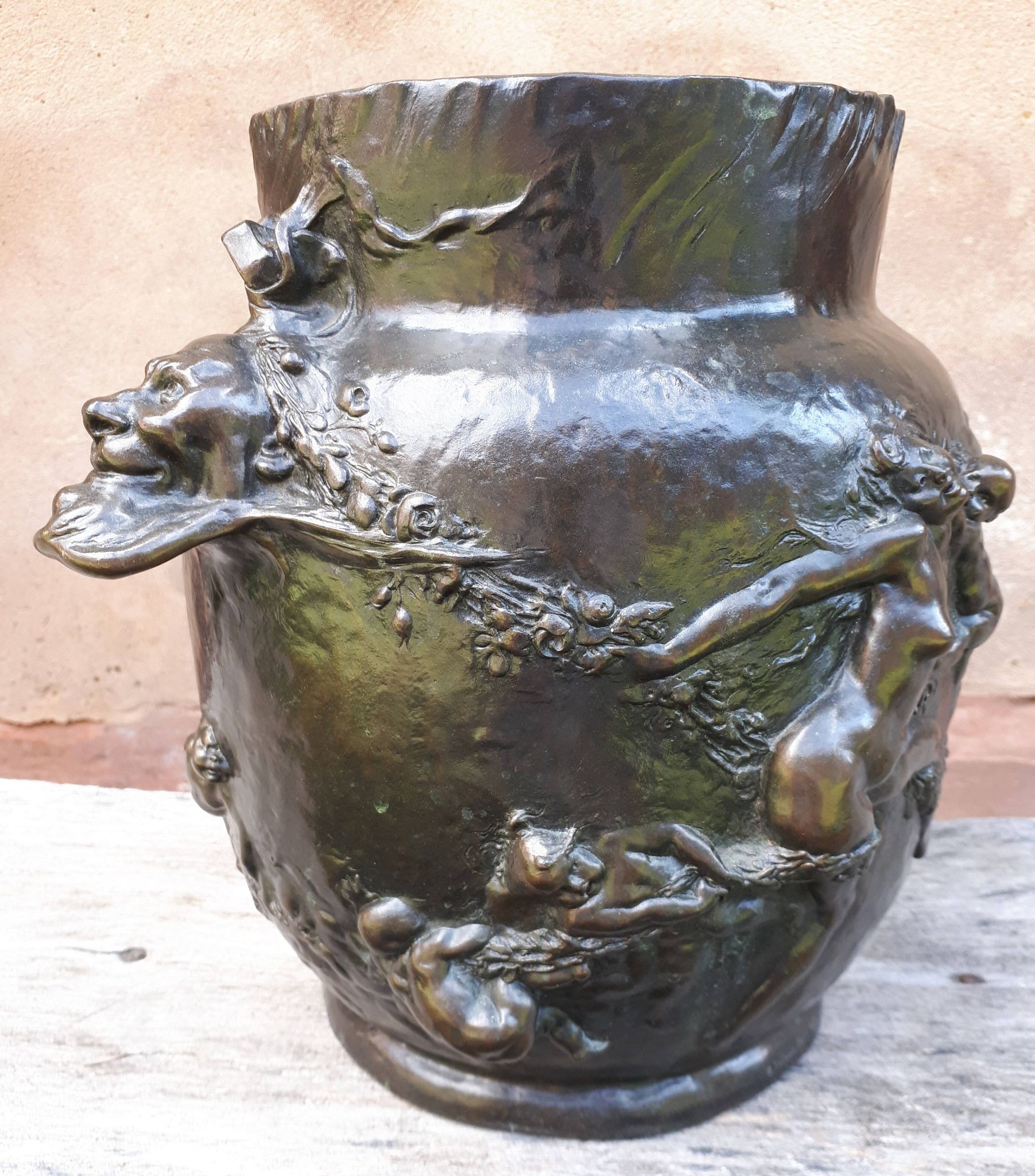 Art Nouveau Bronze Planter, by Joseph Chéret