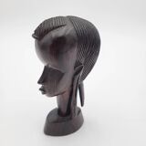 Sculpture africaine ancienne tête de femme en ébène