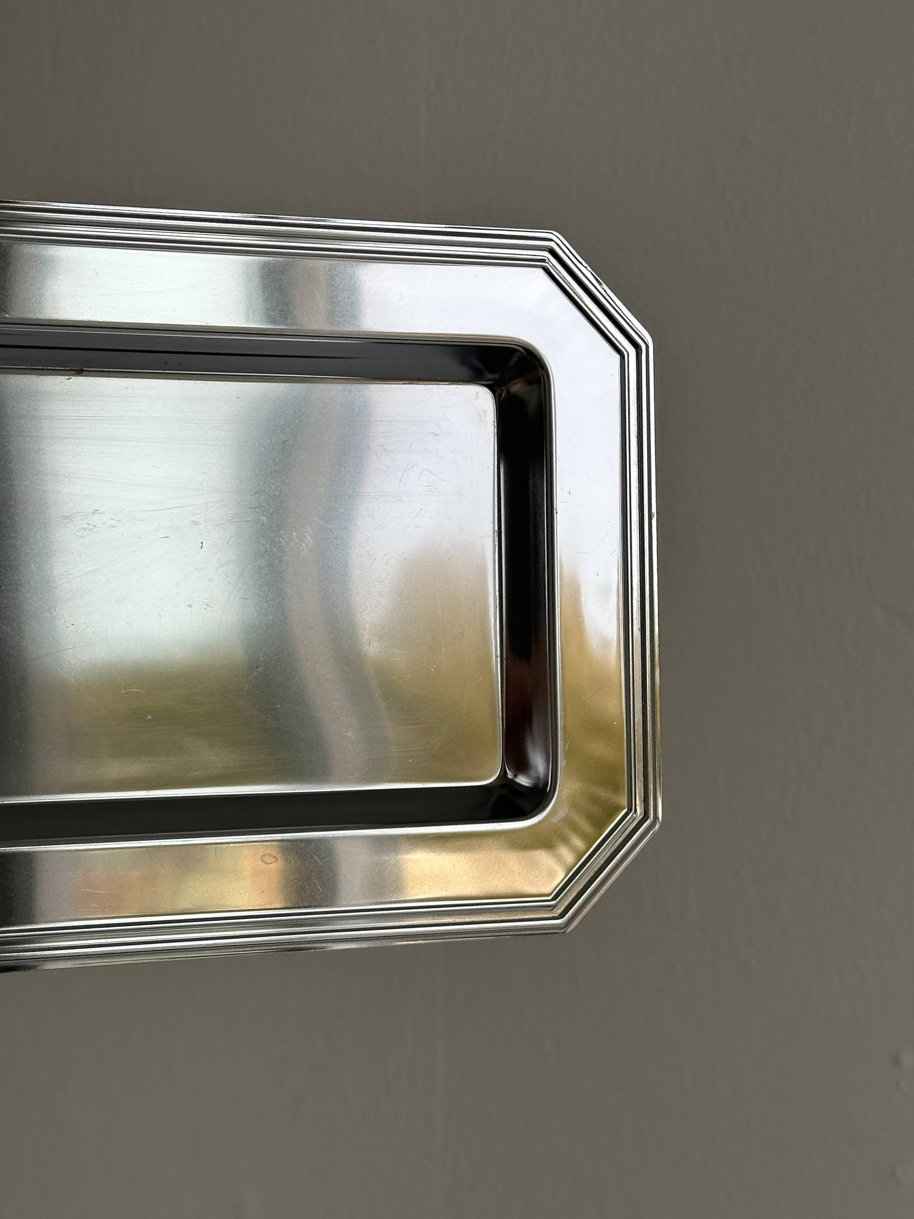 Small rectangular vintage tray made of lightweight metal