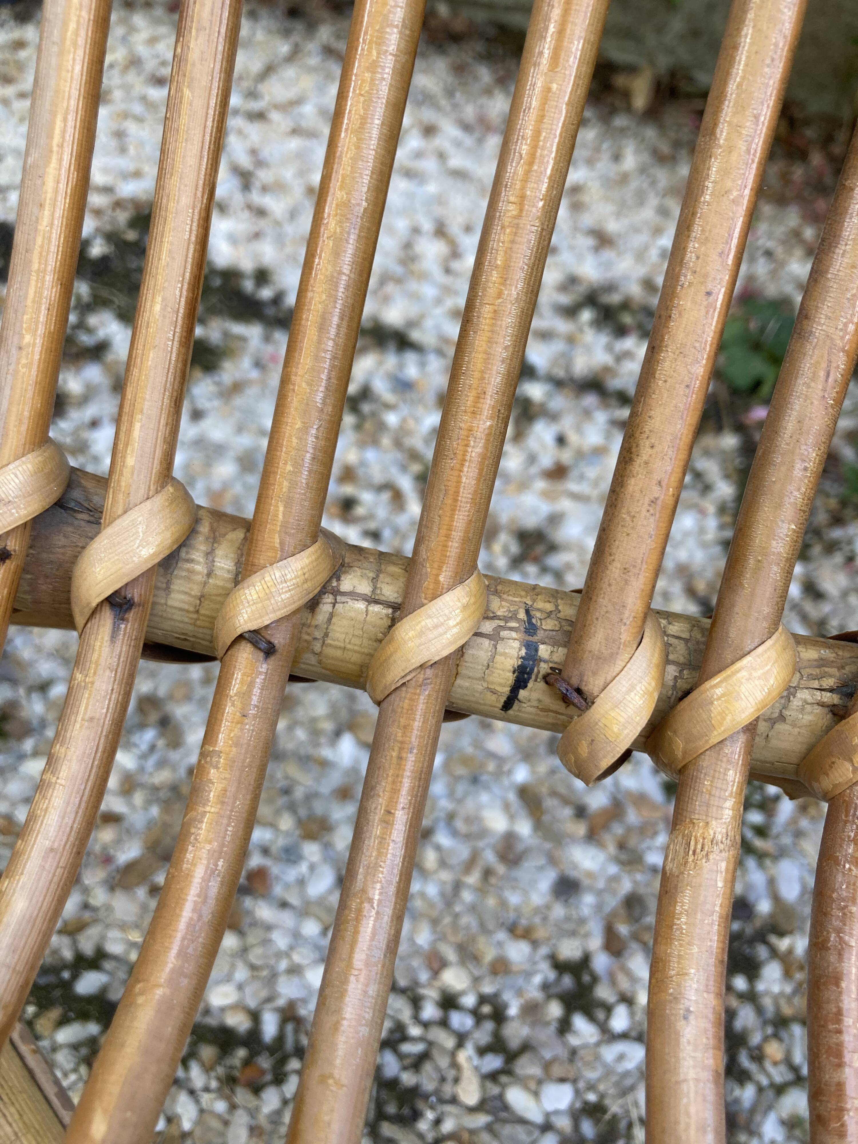 Set of 3 vintage rattan armchairs