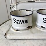 set of enamelled pots to fix (soda, soap, salt) early twentieth century