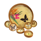 Wicker tray and butterflies