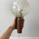 Pair of wall sconces balls in blown glass, metal and teak style 50s