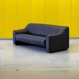 Black leather 3-seater sofa by De Side, from 1970's model 44