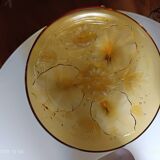 Verlys cup Water lily flowers amber molded pressed glass 60s