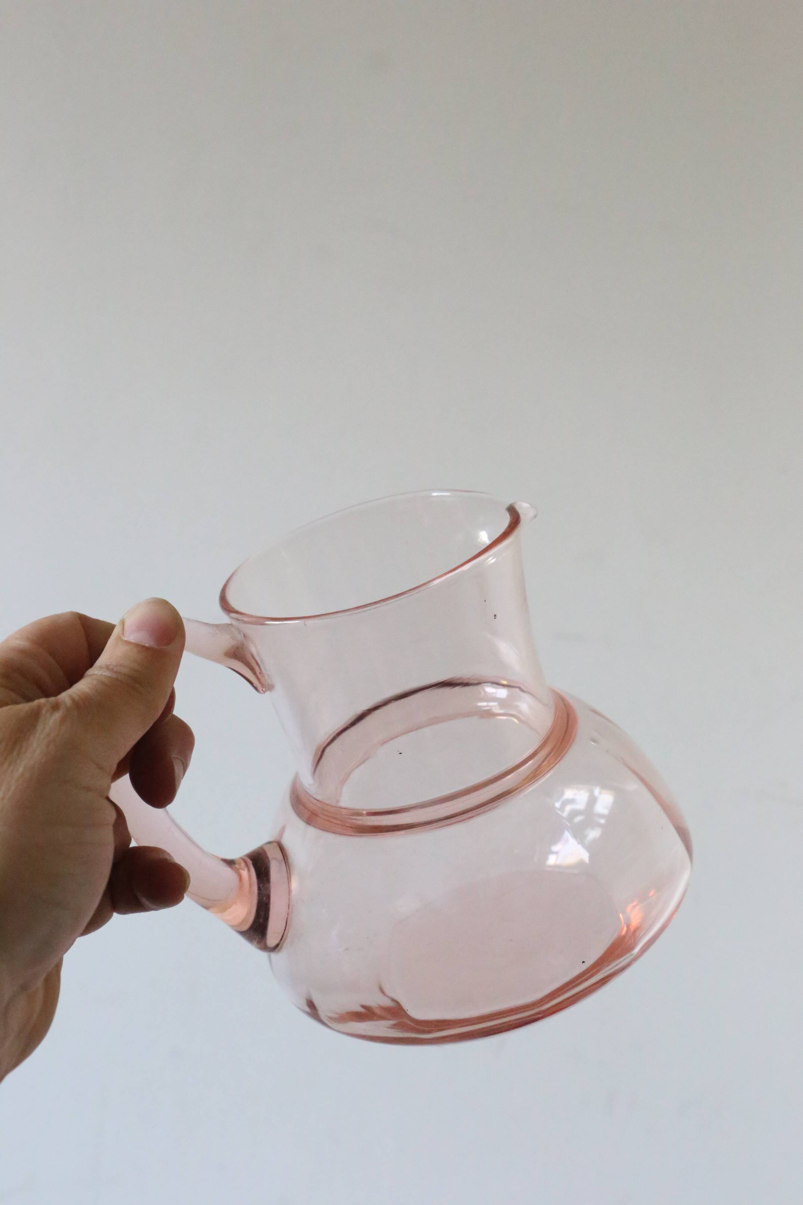 Antique pink glass pitcher