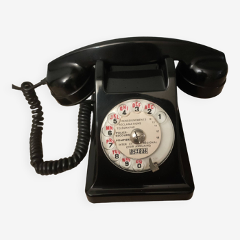 Téléphone en bakélite noire, années 50