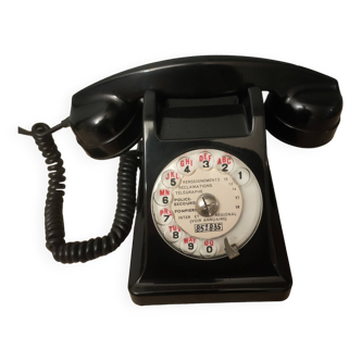 Téléphone en bakélite noire, années 50