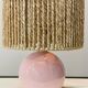 Pink Ceramic Ball Lamp - Hemp Shade - Vintage - 1980s