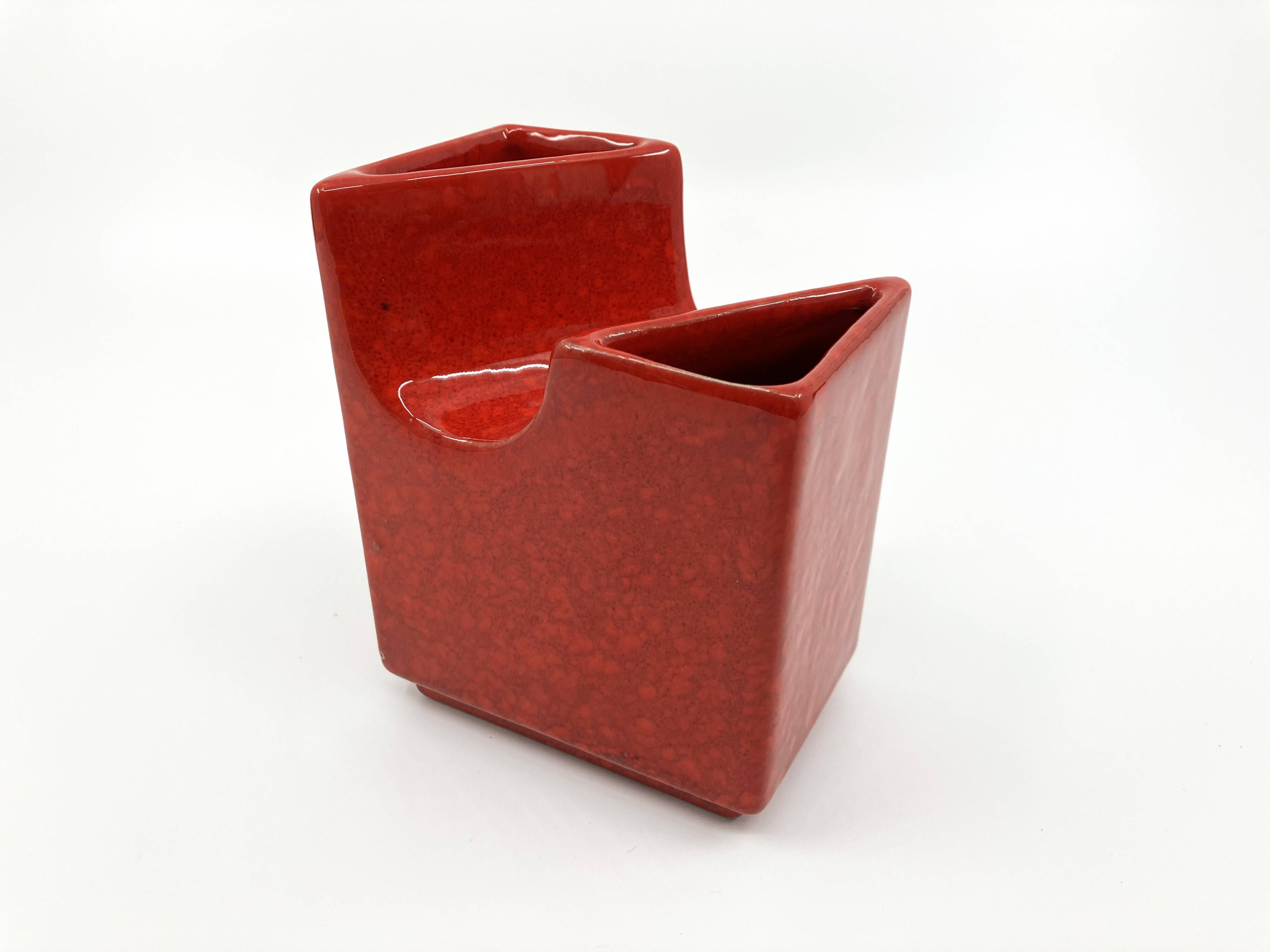 Vase with 2 necks by Roberto Rigon for Bertoncello • Italy • Circa 1970