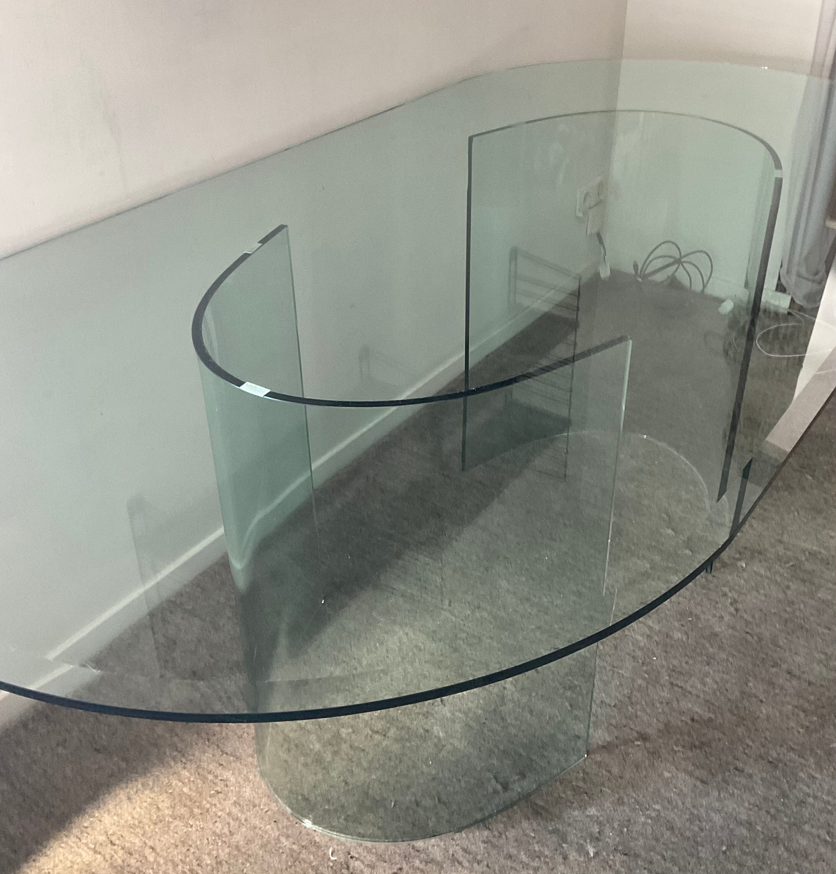 Vintage Sica Italy dining table in tempered glass