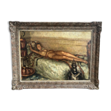 Fernand Majorel ( 1898-1965) Young asleep - oil on canvas orientalist