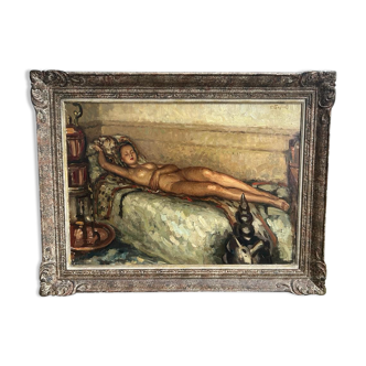 Fernand Majorel ( 1898-1965) Young asleep - oil on canvas orientalist