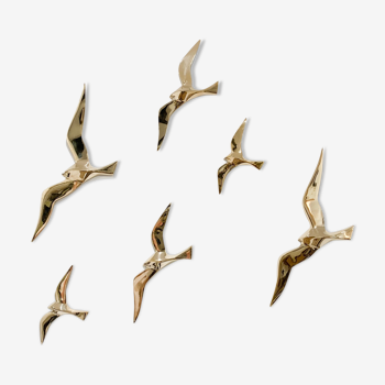 Soaring golden brass 6 swallows