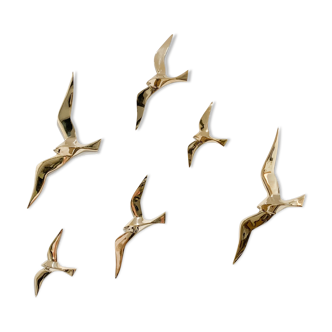 Soaring golden brass 6 swallows