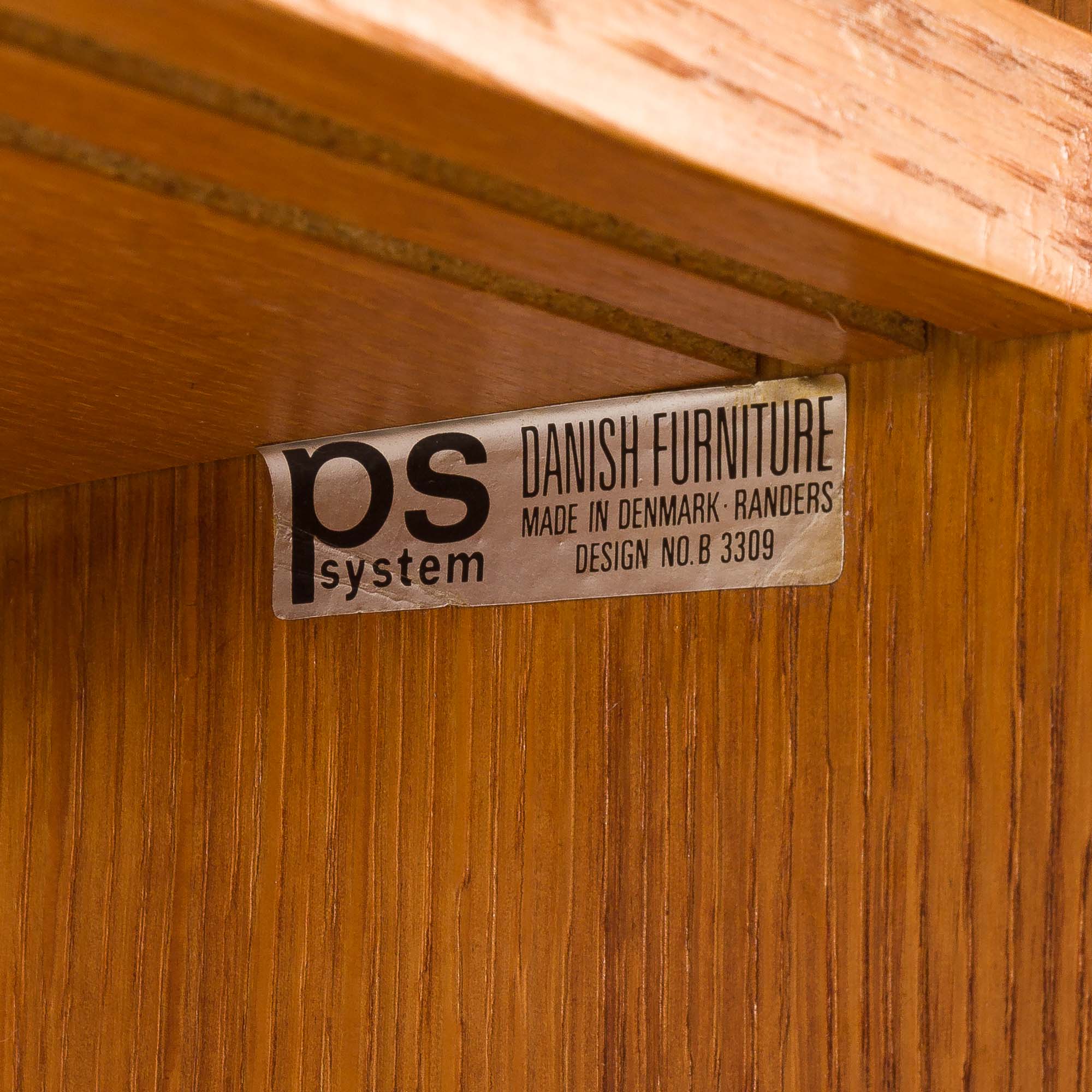 Scandinavian oak wall unit by PS System, Randers, Denmark, 1970s