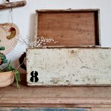 White patinated antique wooden chest
