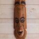 African mask in light wood