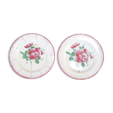 Set of 2 Plates in Faience de l'est pink red 19th LUNEVILLE / ST CLEMENT