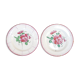 Lot de 2 assiettes en faience de l'est rose rouge 19eme LUNEVILLE / ST CLEMENT