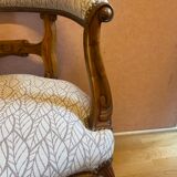 office armchair in walnut, nineteenth century, fully trimmed and reupholstered.